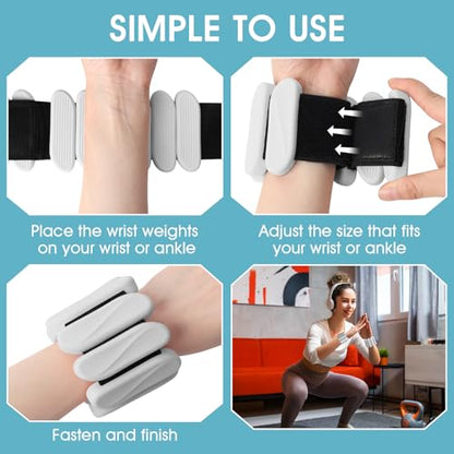 Wrist Weights, 2Pack Wearable Wrist Ankle Weights for Women & Men, Adjustable Arm and Leg Weights, Silicone Weighted Bangles for Walking Yoga Pilates Running Dance Gym 2lb - color: Grey