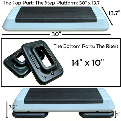 Aerobic Step Platform Height Adjustable Workout Step - color: One layer Base-Grey & Black