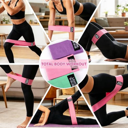 OKbulter Resistance Bands for Working Out, 3 Levels Exercise Bands Set for Legs, Hips, Strength Training, Pilates, Yoga and Rehab for Women & Men