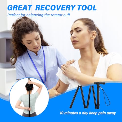 Foldable Shoulder Wand for Physical Therapy & Rotator Cuff Rehab - Lightweight, Portable & Long Enough - Exercise Equipment & Stretching Tool