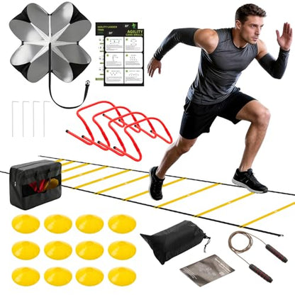 OLIXIS Soccer Football Agility Training Equipment with 4 Adjustable Hurdles - color: Light Yellow
