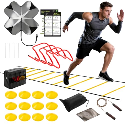 OLIXIS Soccer Football Agility Training Equipment with 4 Adjustable Hurdles - color: Light Yellow