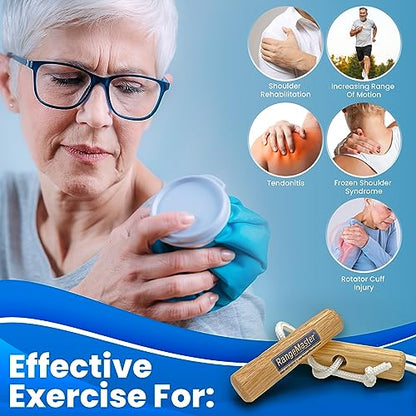 RangeMaster Econo Ranger Shoulder Pulley │ Physical Therapy Exercises │ Aids in Recovery and Rehabilitation │ Increases Mobility │ Wooden Handles for Comfort │ Metal Bracket Door Attachment - color: White