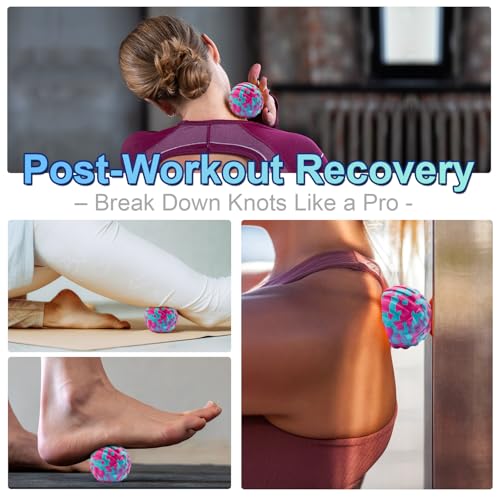 Deep Tissue Massage Ball for Exercise & Recovery - SGS Certification - Targets Back, Shoulder, Legs&Feet - Relieves Muscle Knots, Joint Pain&Tightness, Pressure Point Therapy- Myofascial Release Ball - color: Blue&pink, size: 1-Pack | 2.8-inch