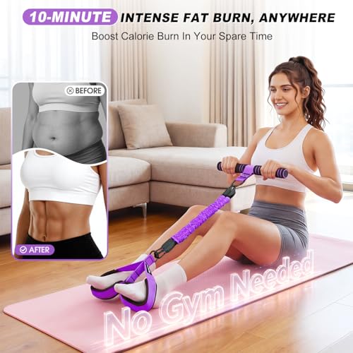 WOQQW Multifunction Pedal Resistance Band with Handle, Upgraded 3 Tube Adjustable Foot Resistance Bands for Core, Arm, Legs, Body Puller Trainer - Sit Up Exercise Equipment for Women Men