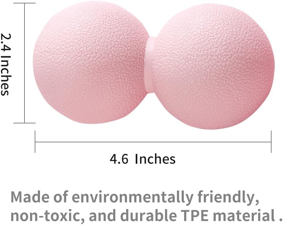 Double Lacrosse & Micro-Elastic Peanut Massage Ball - Myofascial Release Tool for Muscle, Back, Foot, and Physical Therapy, Mobility Roller for Acupressure and Relaxation (Pink)