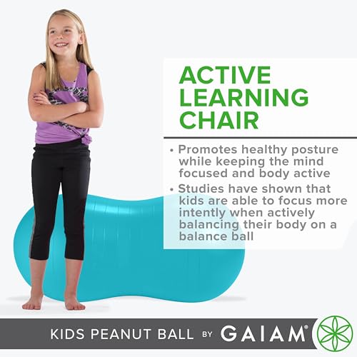 Gaiam Kids Peanut Ball Chair, Flexible Seating for Classroom - color: Teal