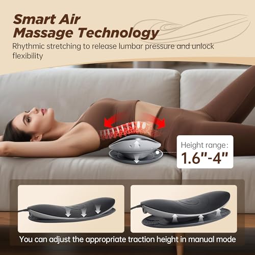Electric Lumbar Traction Device for Lower Back Pain Relief – Multifunctional Lumbar Massager with Dynamic Traction, 3-Level Heat & Vibration Massage – Lumbar Stretcher for Home Office Use