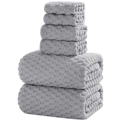 Extra Large Bath Towel Set of 6 (40"x80"),Oversized Bath Sheet Super Soft Highly Absorbent Microfibers Quick Dry Luxury Shower Towel for Bathroom Spa Gym Hotel Yoga (Grey, 6Piece)