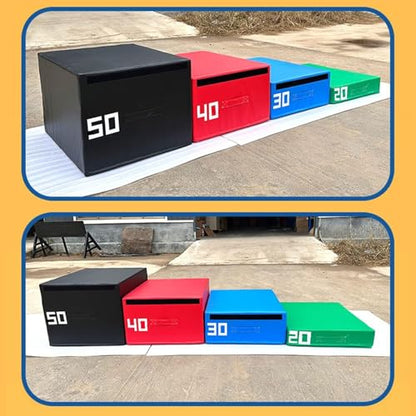 4-in-1 Foam Jumping Exercise Box Workout For Conditioning,Strength Training Non Slip PVC Leather - size: 80x65x140cm (31.5x25.6x55.1in)