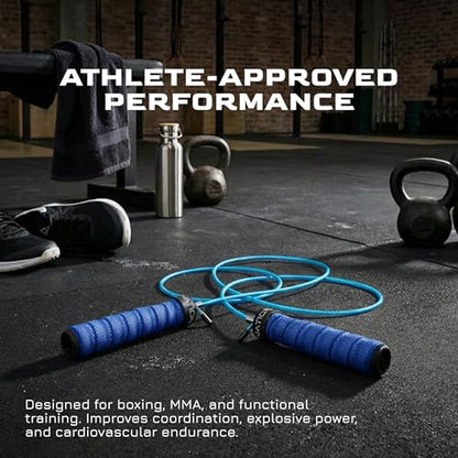 Weighted Jump Rope for Men & Women, 1LB Adjustable Heavy Speed Rope with Removable Handle Weights, Dual Cables for Cross Training, Boxing, Cardio & Home Workouts Durable Adult Fitness Jump Rope - Blue
