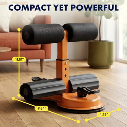 Portable Sit Up Bar Floor Holder with 2 Strong Suction Cups for Abs, Pull Up Bar, Sticky Pad, Adjustable Foot Holder for Thigh, Workout for Office Home Gym for Men and Women, Support 661 lbs