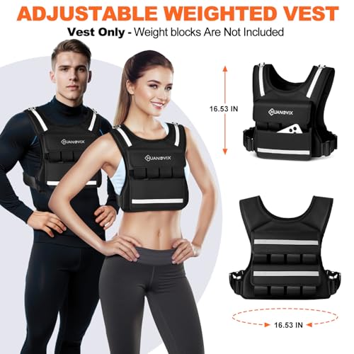 Weighted Vest, 0-40 LBS Adjustable Weight Vest With Reflective Stripe, No Weights Included, Ultra Thick Shoulder Padding Design Rucking Vest for Walking, Running, Strength Training, Etc