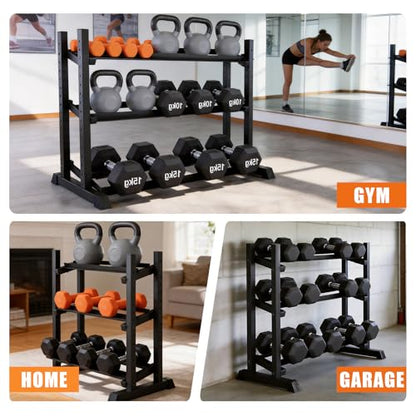 Dumbbell Rack 3-Tier Adjustable Dumbbell Rack Suitable for Dumbbells, Kettlebells, and Other Compact Weights Space-Saving Dumbbell Storage Rack - 1000LBS Capacity - size: STANDARD Rack