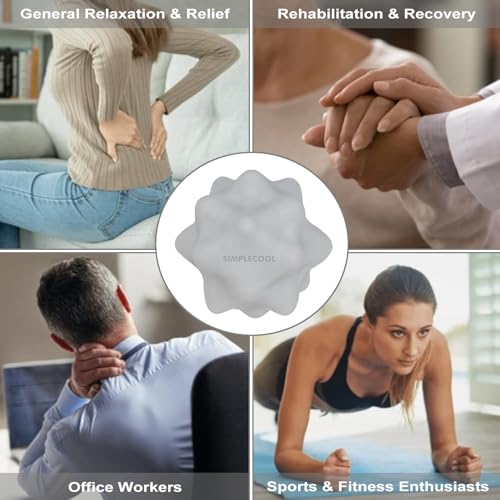 Small Spiky Massage Ball Trigger Point Massage Tool. Solid Bumpy Massager Balls for Deep Tissue Myofascial Release Hand Foot Plantar Fasciitis Pain Relief Knots Acupoint Yoga Fitness 2.2×2.1" (Gray) - color: Gray