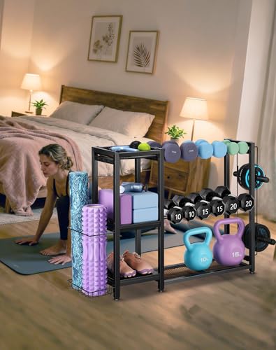 Dumbbell Rack Stand Only - Adjustable Weight Rack for Home Gym, Heavy-Duty Weight Stand for Dumbbells Kettlebells