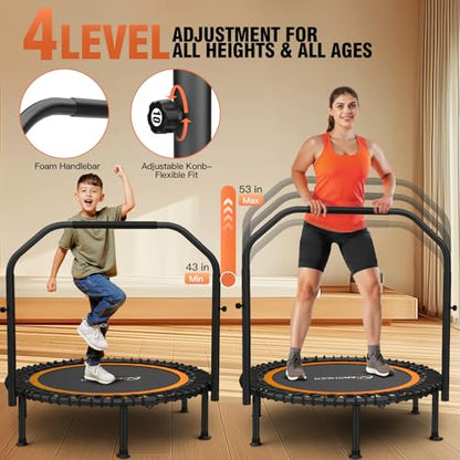 ANCHEER Fitness Trampoline,40"/48" Bungee Rebounder with Adjustable Handle - color: Orange