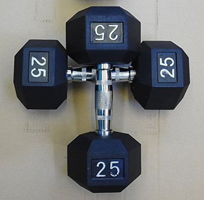 Premium Quality, Rubber Coated 25 lb Hex Dumbbells For Strength Training and Fitness (Sold in Pairs)