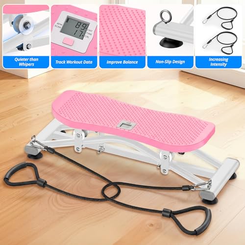 Balance Board with Resistance Bands, Versatile Rocking Stepper, Wobble Board Featuring LCD Monitor, 330 lbs High-Capacity Ski Twister Trainer for Full Body Exercise at Home