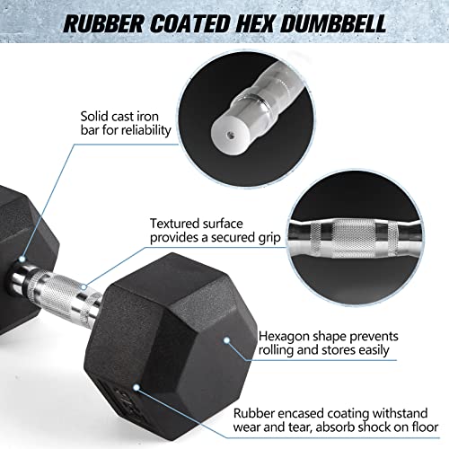 RitFit Rubber Coated Hex Dumbbell Set with Rack, 5-780LB for Home Gym Strength Training, Anti-Slip Knurled Handle, Hexagon Anti-Roll, Heavy-Duty Storage Rack - style: 45 LB