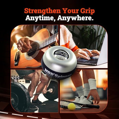 NSD Manual Thumb Wind Start Spinner Gyro Ball – Up to 15,000-18,000 RPM Premium & Durable Hand Strengthener and Wrist Exerciser for Grip Strength Training, Forearm Workout, and Pain Relief - size: Thumb-Wind Start XL Metal