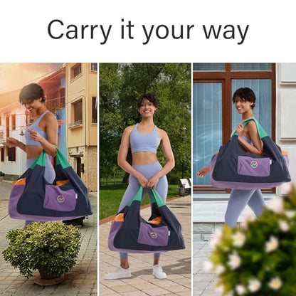 Yoga Bags and Carriers Fits All Your Stuff, Extra Large Yoga Mat Bag Full Zip Yoga Mat Bag with 3 Zipper pockets - color: Black-Multicolor
