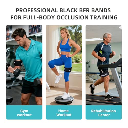 BFR Blood Flow Restriction Bands 2026 New Upgrade 4 Pack Set with Pressure Gauge, Professional Grade Arms, Legs Occlusion Bands for Men Women Glutes Workout Cuffs, BFR Training Bands Black