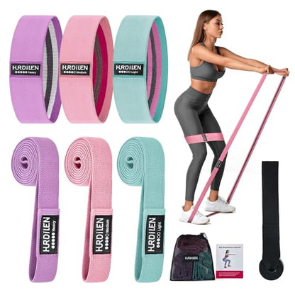 Resistance Bands for Working Out Set, 3 Pcs Pull Up Bands and 3 Pcs Assistance Bands with Door Anchor for Legs, Glutes, Hip, Fabric Loop Bands Workout Bands Resistance for Gym, Home, Office