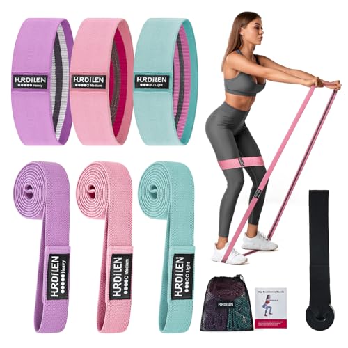 Resistance Bands for Working Out, Exercise Workout Bands for Women & Men, 3 Levels Elastic Stretch Bands for Exercise with Carry Bag for Physical Therapy, Home Fitness, Strength Training, Yoga - color: Pink,Purple,Green,Pink,Purple,Green
