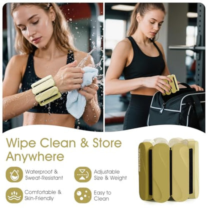 Wrist Weights – Ankle Wrist Weights for Women & Men – Adjustable Weighted Bangles Set (1 lb Each) | Arm and Leg Weights for Yoga, Pilates, Running & Walking - color: Gradual Green