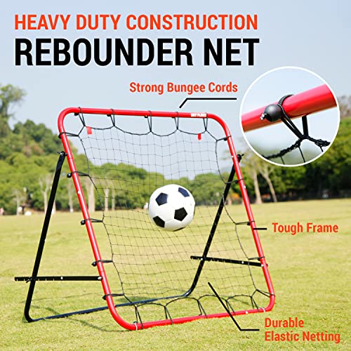 Soccer Rebounder, Kickback Rebound Net 3.3X3.3FT - Football Training Gifts, Aids & Equipment for Kids, Teens & All Ages, Portable, 6 Adjustable Angles