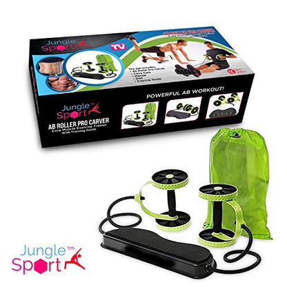 Jungle Sport™ Ab Roller Pro Carver; Core Muscle Exercise Trainer (with training guide)