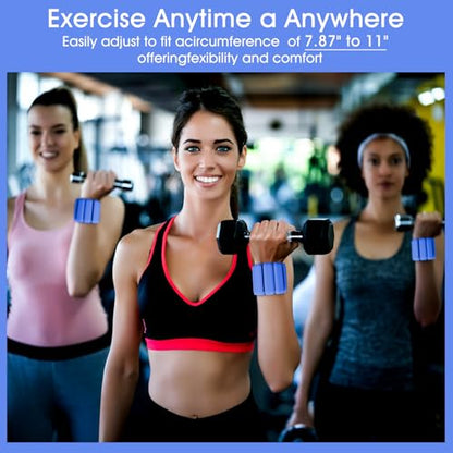 Wrist Weights Set of 2(1Lbs Each), Wearable Wrist Ankle Weights for Women & Men, Adjustable Arm & Leg Weights for Walking, Yoga, Swimming, Gym - color: Blue