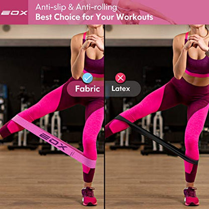 EOX Exercise Resistance Fabric Loop Bands, Non-Slip Resistance Workout Bands for Legs & Butt and Glutes, 5 Resistance Levels Hip Training Bands (Pink)