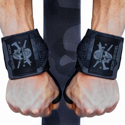 Iron Infidel Wrist Wraps for Weightlifting - 18" Heavy Duty Support for Working Out, Gym Accessories for Men - Use for Lifting, Crossfit, Fitness, Exercise, Bench Press, Powerlifting - color: Black Camo