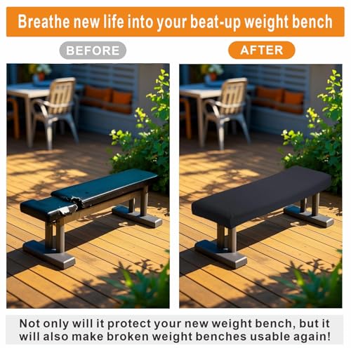 Weight Bench Cover, Workout Bench Cover, Gym Bench Cover, Protection for Adjustable Flat Weight Exercise Fitness Bench, Sit-up Board - Dustproof, Anti-Slip & Machine Washable.(Cover only)