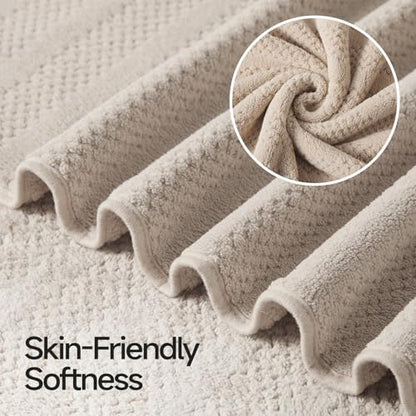 ecolook Microfiber Bath Towels Set of 2, 31 x 63 Inch Extra Large Bath Towel Set, Super Soft & Highly Absorbent, Quick Dry Lightweight Towels for Bathroom, Gym, Spa, Pool & Travel, Camel