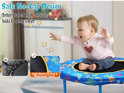 No-Gap 36" Mini Trampoline Toddler Trampoline with Handle for Kids, 36 inch Indoor Garden Small Kid Trampoline Baby Trampolines with Super Safe Cover for Toddlers Ages 2 to 5