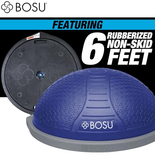 BOSU Nexgen Balance Trainer, Half-Ball Training Equipment, 65 cm Diameter, 300 lb Capacity - Burst-Resistant Stability Exercise Tool w/Non-Slip Base, Includes Hand Pump, Commercial-Grade - color: Future Dusk/Gray