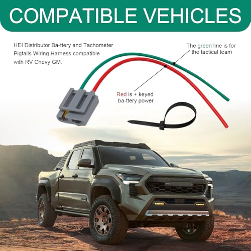 170072 HEI Distributor Pigtail Wire Harness, Electrical Wiring Harness, 12V Battery and Tachometer Power Pigtail Connector Plug, Ignition Coil Tach Connector Accessories for RV Chevy GM