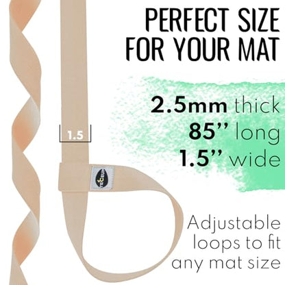 TECEUM Yoga Mat Strap – Extra Soft & Thick Cotton Carrier for All Mats - color: Beige, size: 85 IN