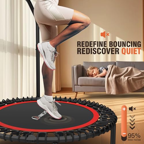 ANCHEER Fitness Trampoline,40"/48" Bungee Rebounder with Adjustable Handle - color: 40-Red