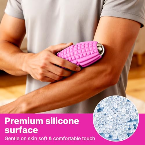 Mini Massage Ball 4 Speeds Vibrating Massage Roller Ball for Foot,Leg,Palm,Hand,Neck,Back,Trigger Point Portable Muscle Plantar Fasciitis Relief Relaxation for Athletes & Office Workers (Pink)