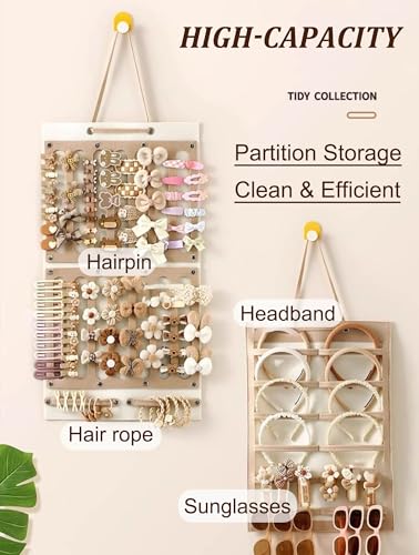 2 Pack Hair Bows Holder Organizer for Girls Women Wall Hanging Large Capacity Hair Cord Headband Storage Hair Accessories Organizer (2Pack Coffee)