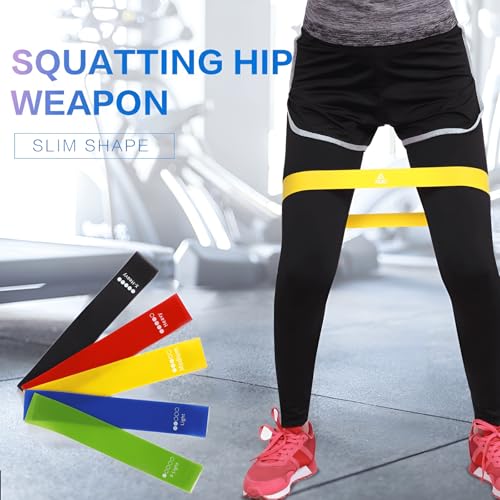 Resistance Bands Set of 5 – Long Exercise Loop Bands for Workout, Pull Up Assistance, Physical Therapy, Home Gym & Full Body Training – Fitness Bands for Men & Women with Carry Bag & Guide