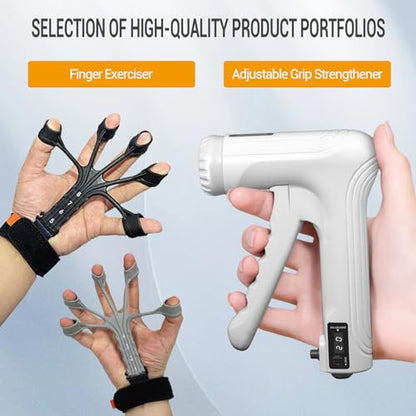Hand Grips Strengthener, Forearm Strength Trainer- Adjustable Resistance 11-220Lbs Hand gripper with Counting,Finger Exerciser,Hand Extension Exerciser for Muscle Building and Injury Recover Combo Set
