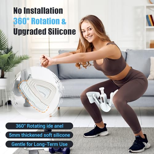 Inner Thigh Exerciser for Women, Adjustable Resistance Thigh Trainer with Resistance Band(2PC), Thigh Workout Kegel Equipment for Pelvic Floor Muscle, Elastic Workout Bands with Manual