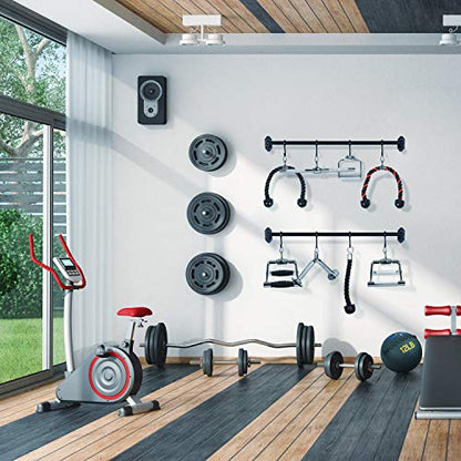 Yes4All Cable Machine Attachment, Row Handles, Tricep Rope, Straight Bar, V Bar, LAT Pulldown Accessories Load 880 LB for Home Gym - color: A. Tricep Rope + Straight Bar + V Bar