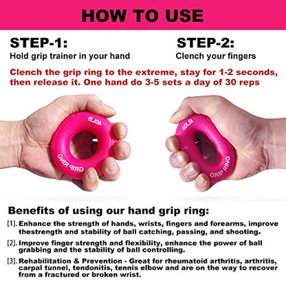 Boaton Hand Grips for Gym, Weightlifting, Pull-ups, Rock Climbing - Boys and Girls - color: 40LB-rose red