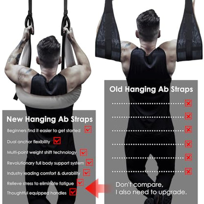 Hanging Ab Straps with Door Anchor & Pull up bar Hook, Abs Pecs Biceps Core Workout Sling, Full Body Support System for Home Gym